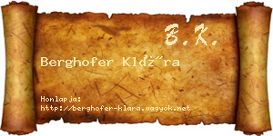 Berghofer Klára névjegykártya